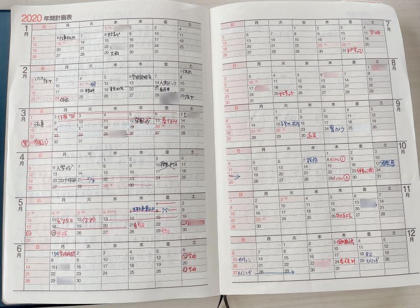3年日記　年間計画表